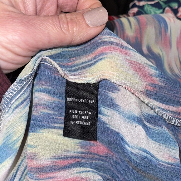Torrid Size 0/1 L/XL Duster Open Front Cardigan Colorful Sheer Ikat Chiffon - Picture 5 of 5